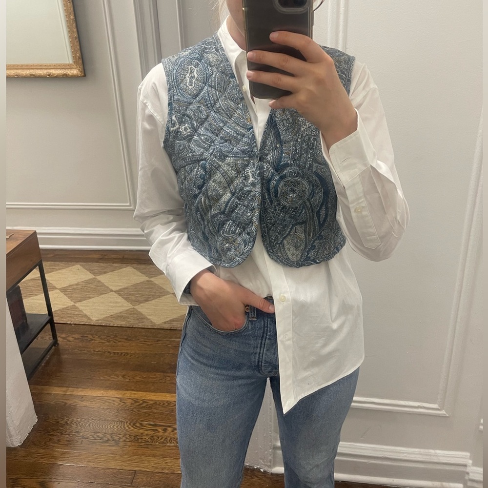 VTG Vintage Union Made Blue Paisley Quilted Vest
